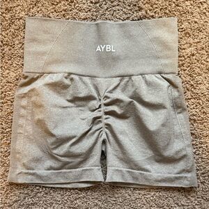 AYBL High-Waist Scrunch Front Shorts in Taupe